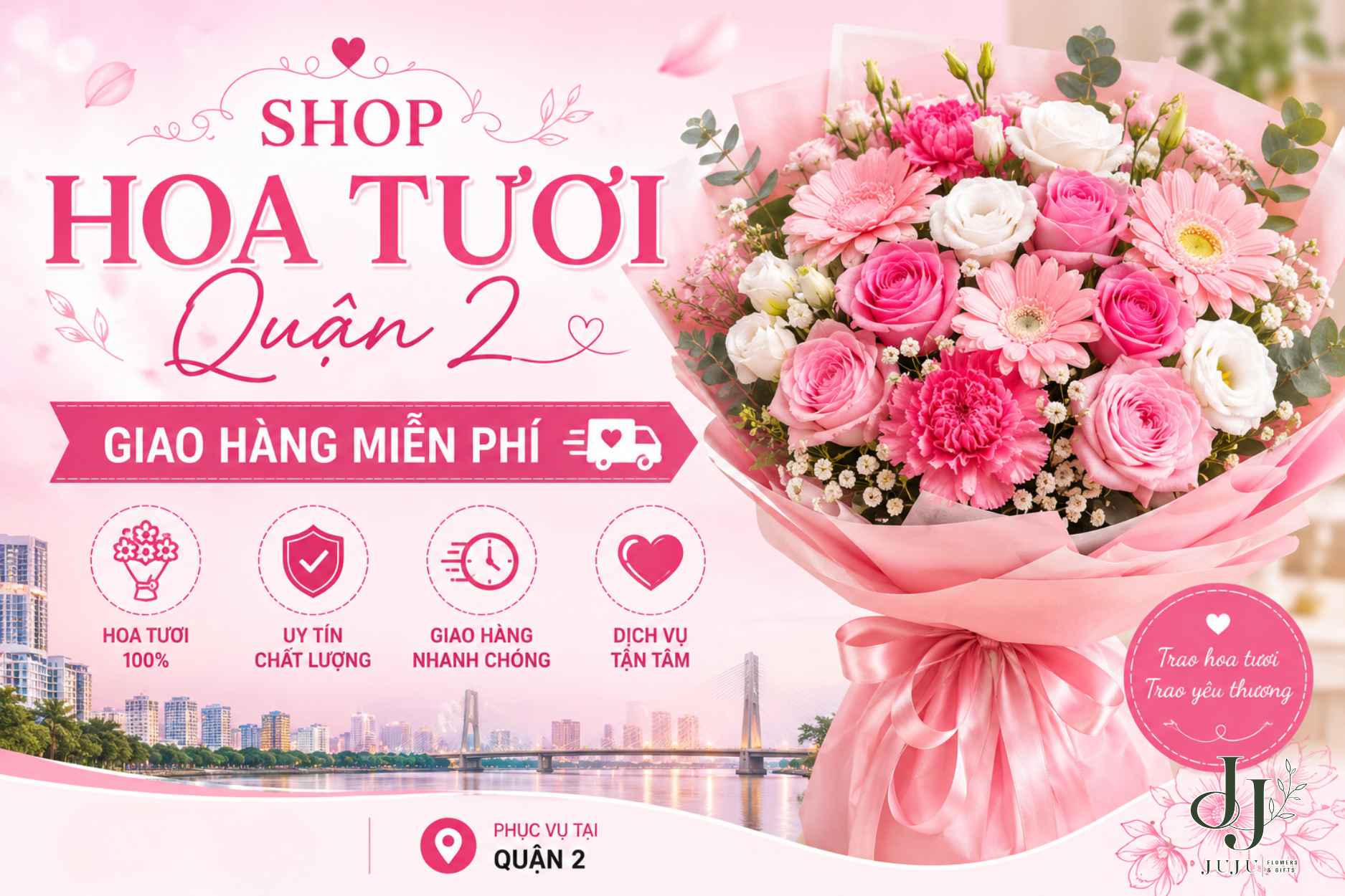 Shop hoa tươi đẹp ở quận 2 nên mua