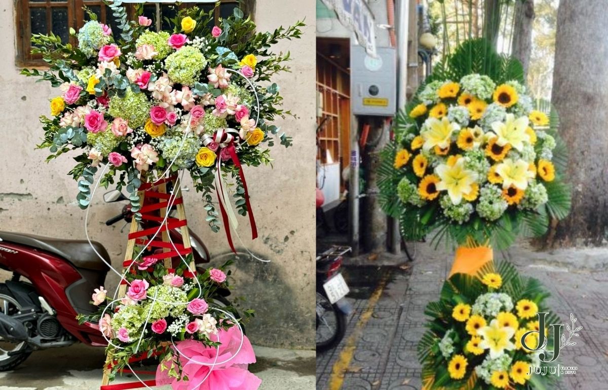 Mẫu kệ hoa tươi đẹp dành cho đại hội