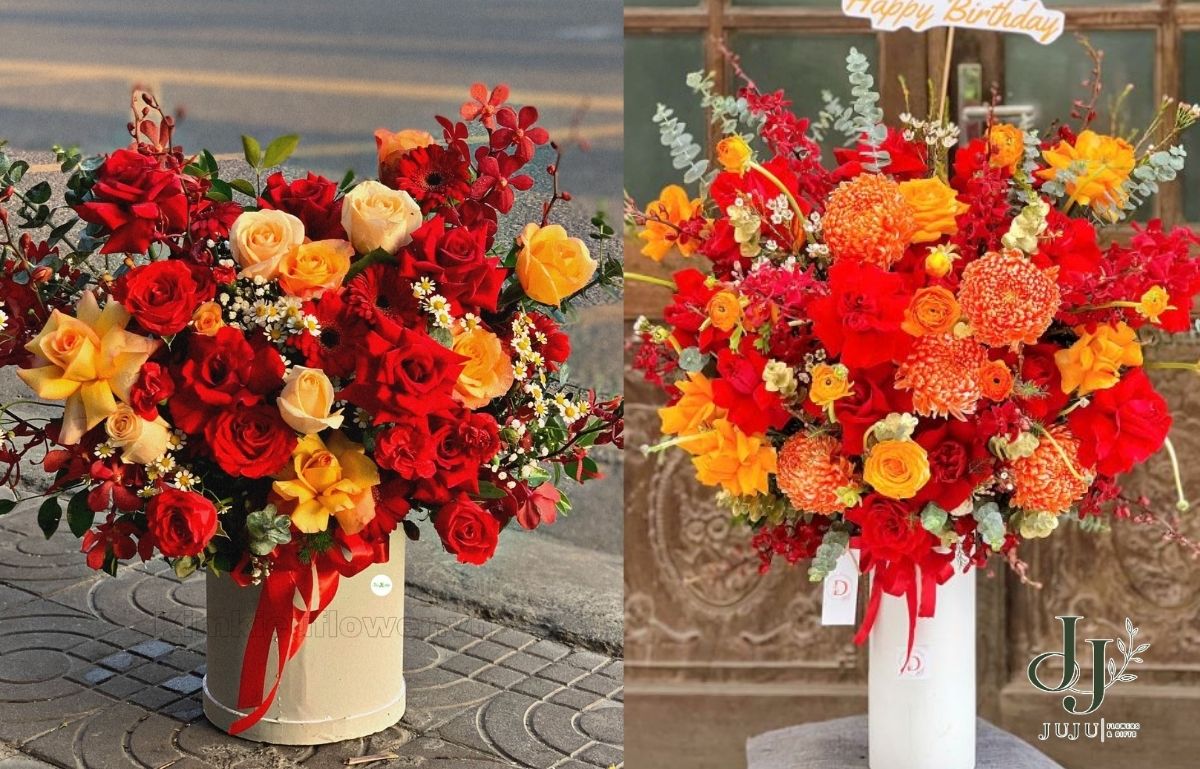Lẵng hoa cỡ vừa dành tặng cho đại hội nên lựa chọn