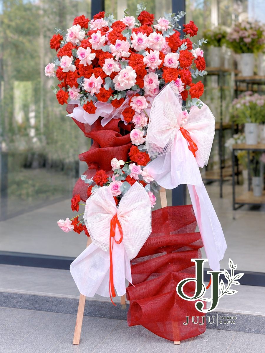 Kệ hoa khai trương đỏ sang trọng HCM012