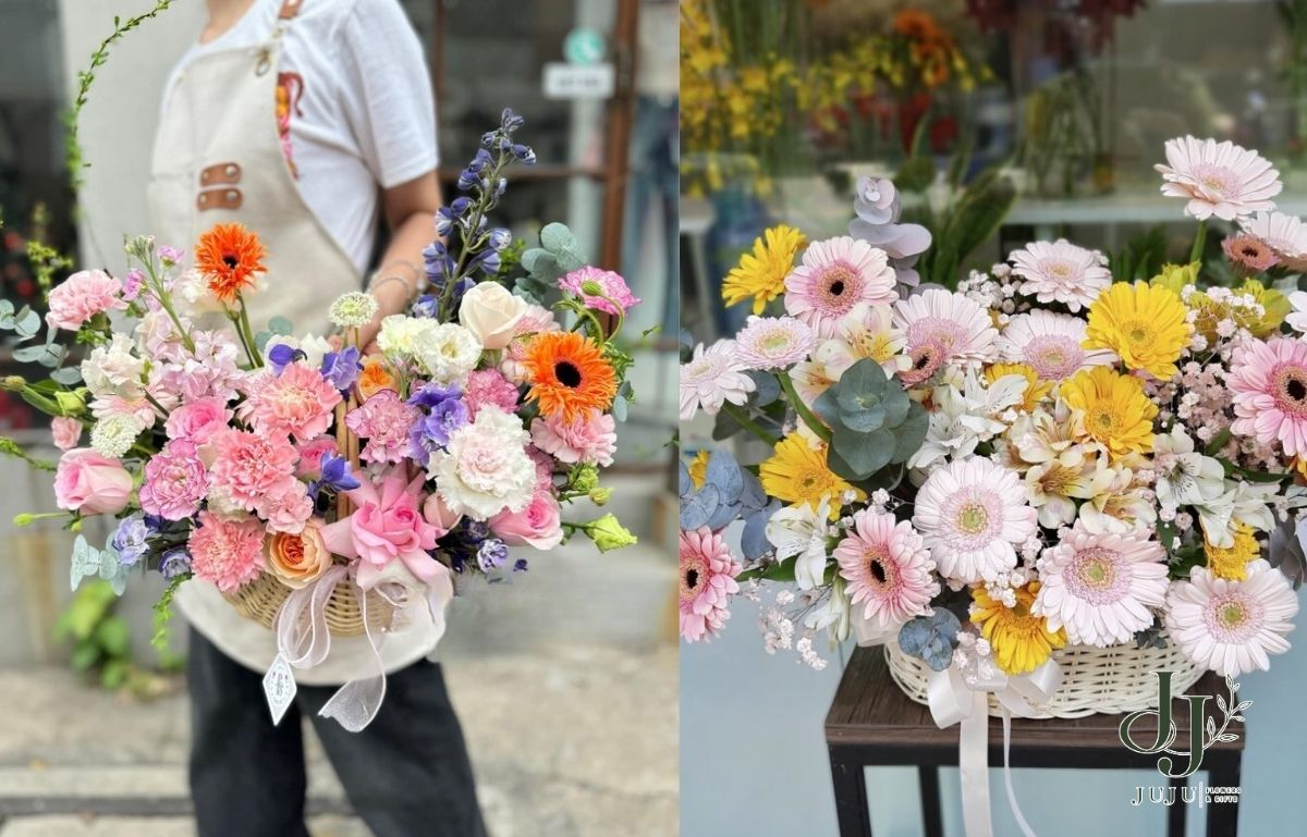 Hoa cát tường mix đồng tiền chúc mừng tân gia đẹp 