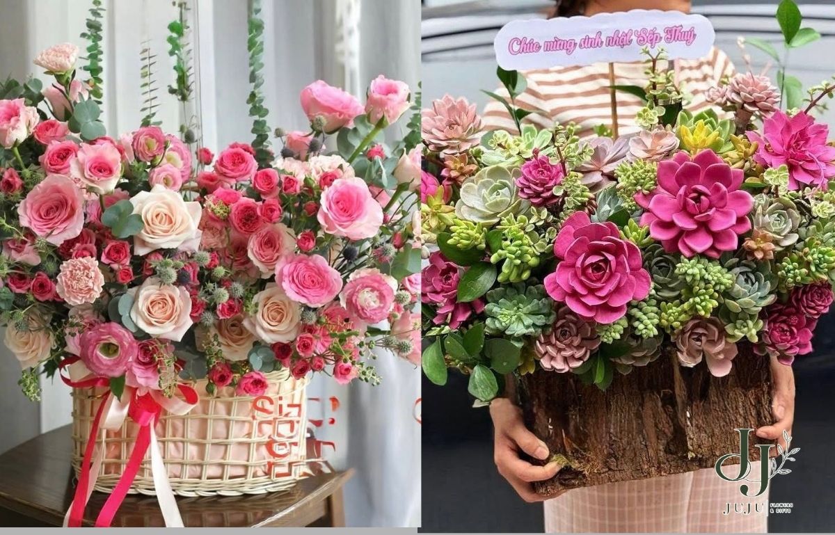 Giỏ hoa tươi giá rẻ, giao hàng nhanh