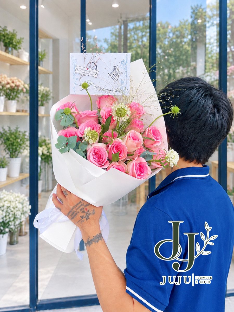 Bó hoa hồng phấn nhỏ BHT012