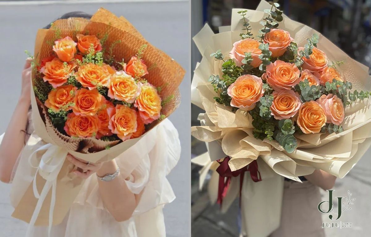 Hoa hồng tone cam nhiều mẫu đẹp