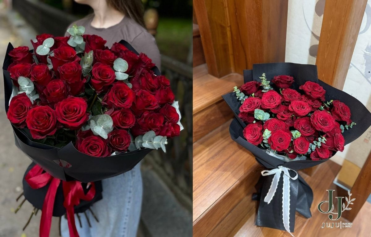 Bó hoa hồng đỏ rượu nhiều mẫu lựa chọn