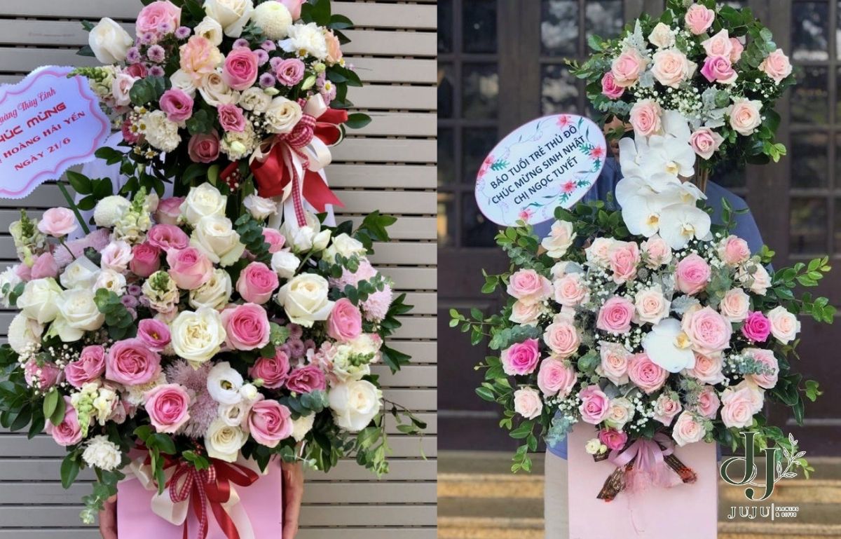Kệ hoa chúc mừng khai trương đẹp, giao hàng nhanh 