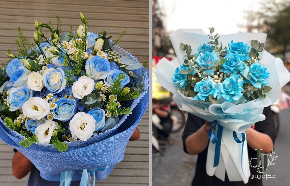 Bó hoa màu xanh độc đáo và sang trọng