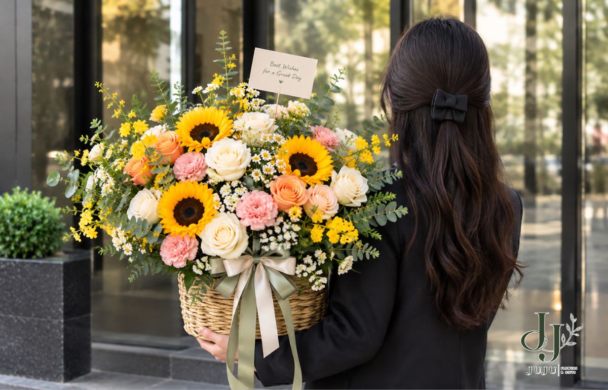Giỏ hoa tươi đẹp và sang trọng cần là có