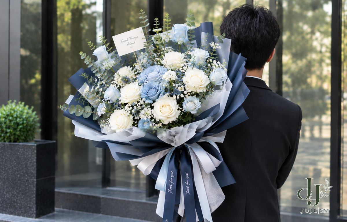 Hoa màu xanh đẹp, sang trọng, giao hàng nhanh